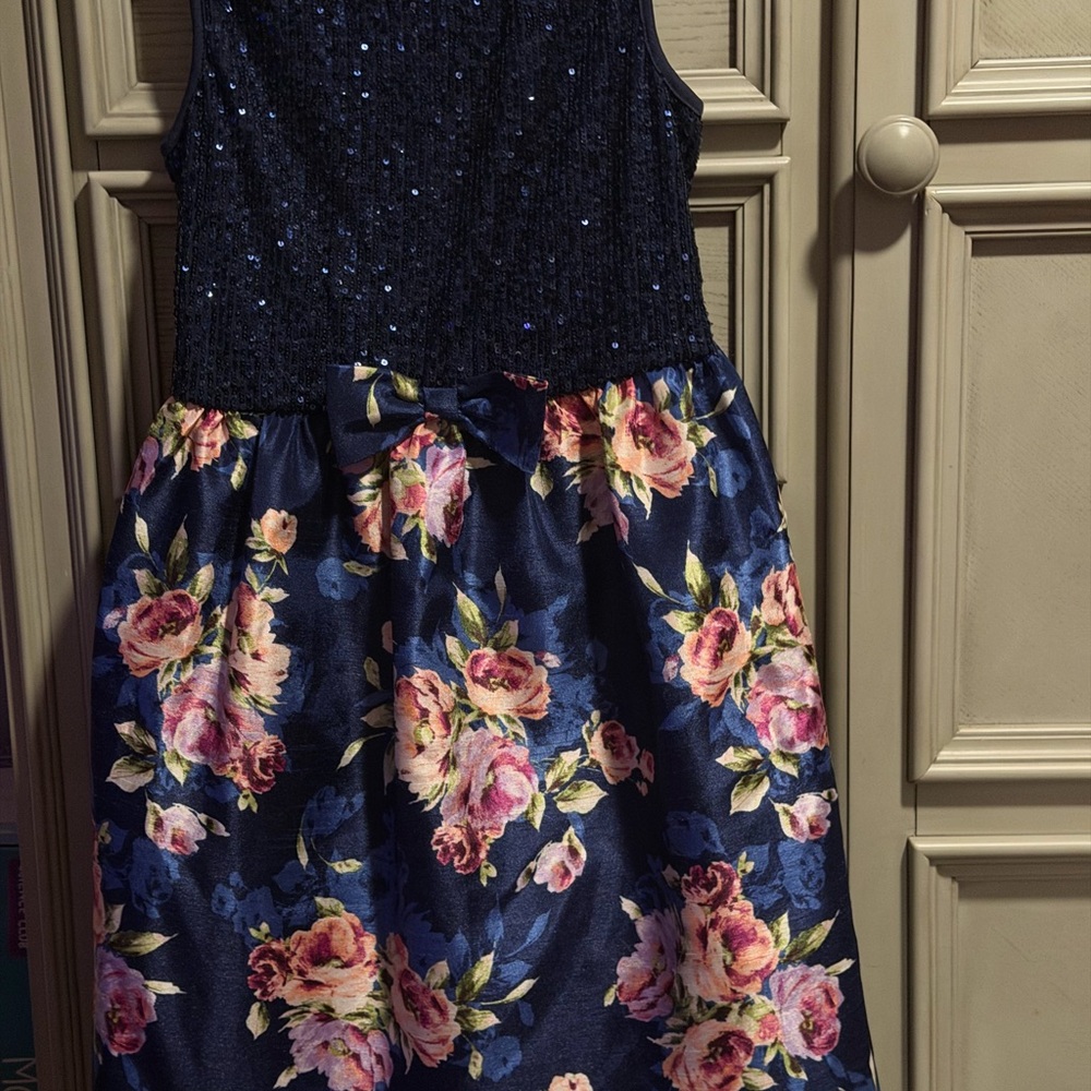 Bonnie Jean Sparkling Navy and Floral Dress